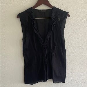 BCBGMaxAzria Black Ruffled sheer Blouse